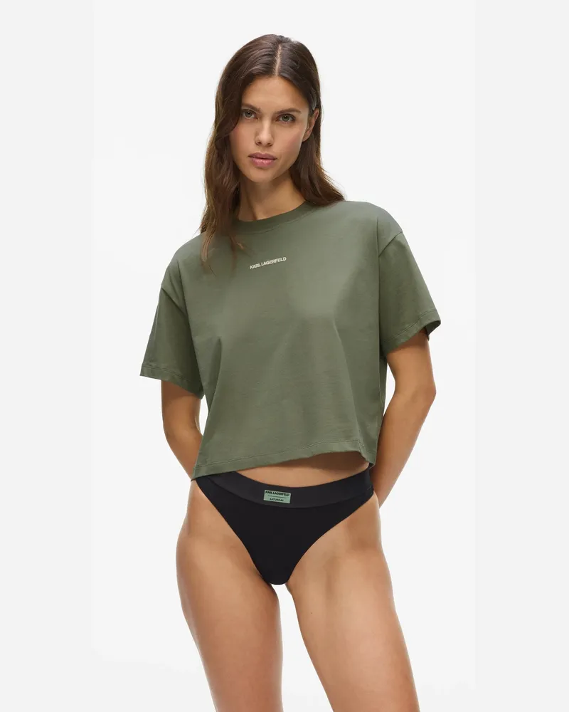 Karl Lagerfeld Kurzes Athleisure-loungewear-t-shirt, Female, Thymian, Size Green