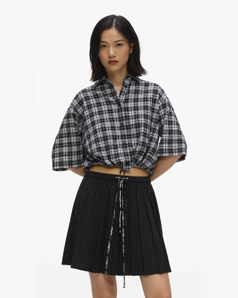 Karl Lagerfeld Kastige Karierte Bluse, Damen, Kleiner Schwarz-weiß Karierter Druck, Größe Kleiner