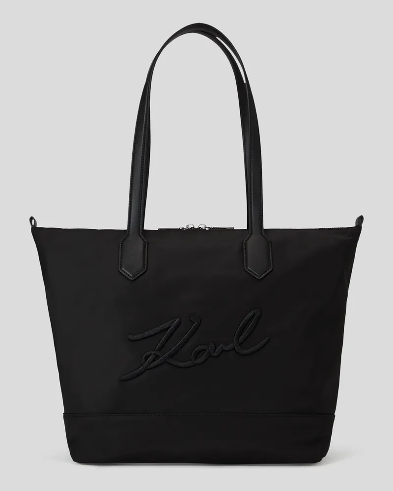 Karl Lagerfeld K/signature Mittelgrosse Tote-bag Aus Nylon, Frau, Schwarz, Größe Schwarz