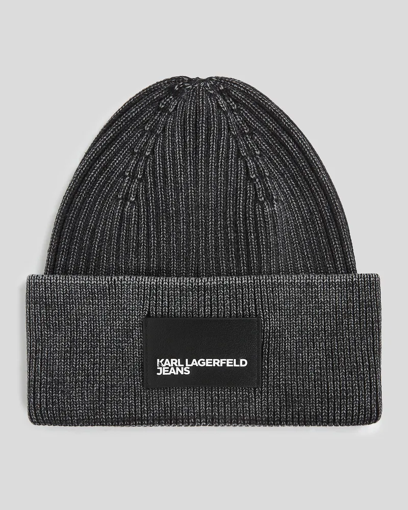 Karl Lagerfeld Beanie-mütze In Acid-waschung, Mann, Gewaschenes Schwarz, Größe Gewaschenes