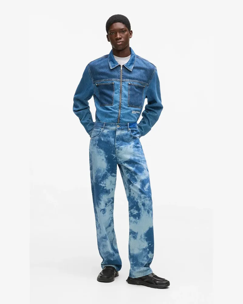 Karl Lagerfeld Legere Jeans In Bleach-optik, Herren, Weiss/blau, Größe Weiss