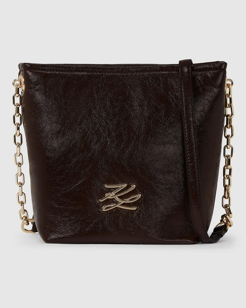 Karl Lagerfeld K/autograph Kleine Glänzende Bucket Bag, Damen, Tobacco, Größe: One Size Tobacco