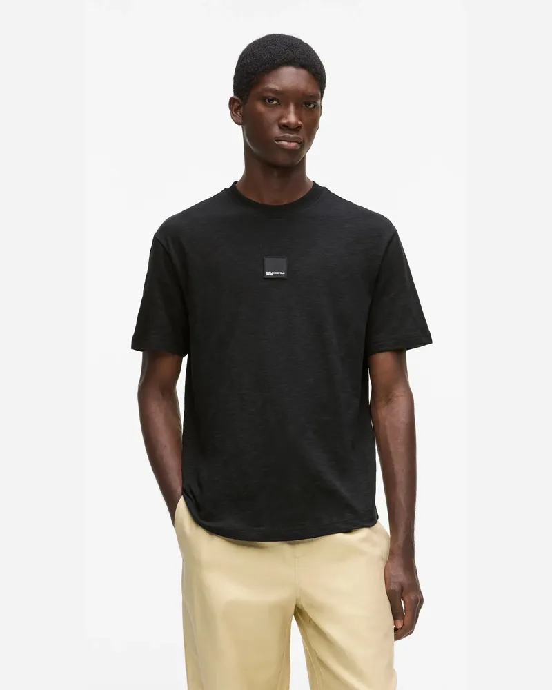 Karl Lagerfeld T-shirt Mit Abgerundetem Saum, Herren, Schwarz, Größe Schwarz