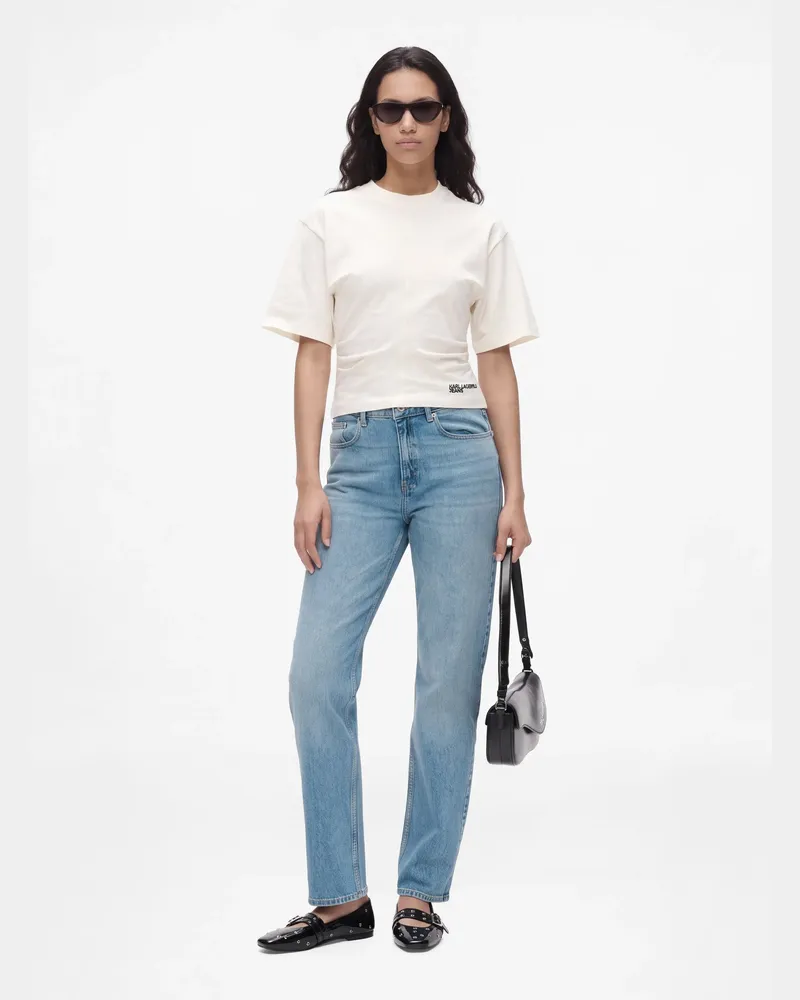 Karl Lagerfeld Hoch Geschnittene Jeans Mit Geradem Bein, Female, Hellblau, Size Blue