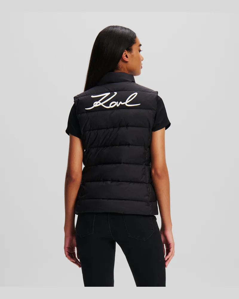 Karl Lagerfeld Signature Ultraleichte Gesteppt Weste, Frau, Schwarz, Größe Schwarz
