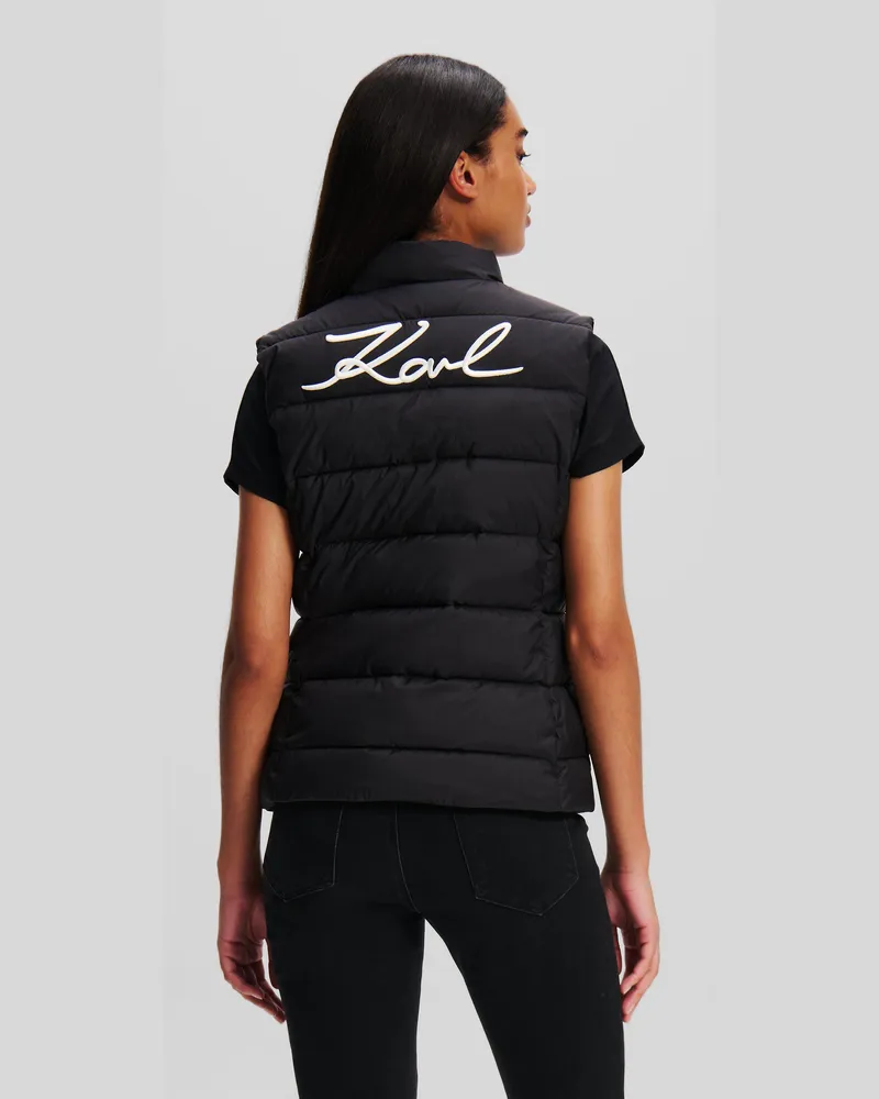 Karl Lagerfeld Signature Ultraleichte Gesteppt Weste, Damen, Schwarz, Größe Schwarz
