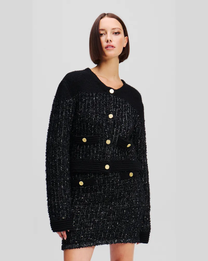 Karl Lagerfeld Karl essential Strickweste Aus Bouclé, Frau, Schwarz, Größe Schwarz
