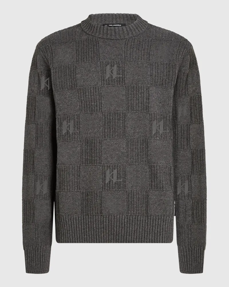 Karl Lagerfeld Strickpullover Mit Monogramm-karomuster, Herren, Schatten, Größe Schatten