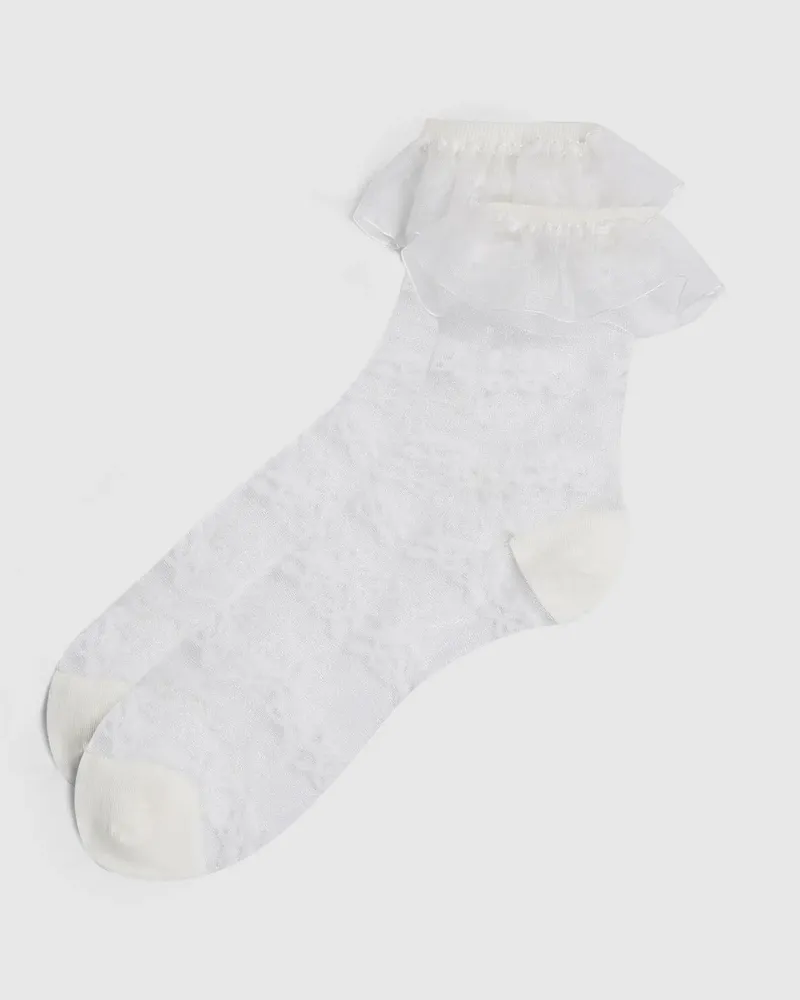 Karl Lagerfeld Signature-rüschensocken – 2er-set, Damen, Cannoli Creme, Größe Cannoli