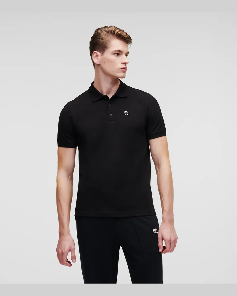 Karl Lagerfeld Ikon -polo-aufnäher, Mann, Schwarz, Größe Schwarz