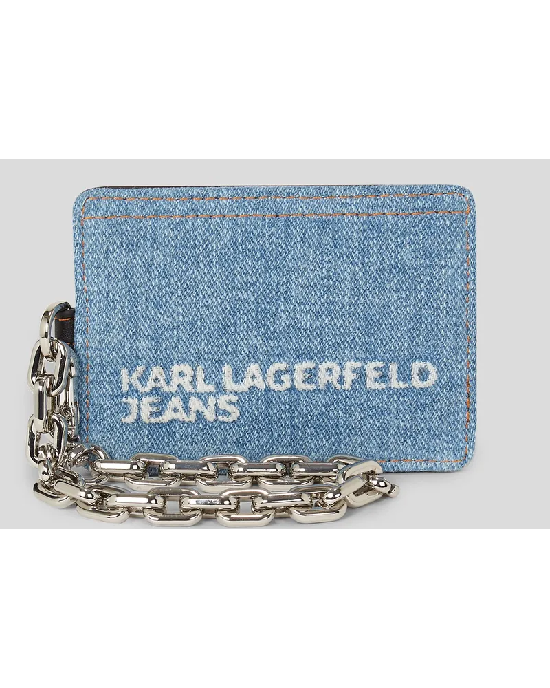 Karl Lagerfeld Klj kartenetui aus Denim, Frau, Hellblauer Marmor Hellblauer