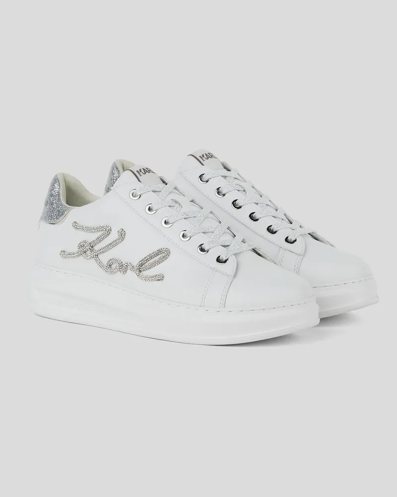 Karl Lagerfeld Kapri signia Sneakersmit Strass, Frau, Weiss/Silber, Größe Weiss