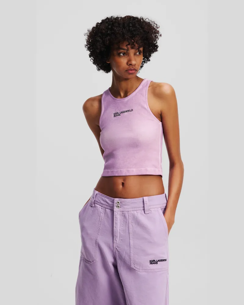 Karl Lagerfeld Geripptes Tanktop Mit Waschung, Frau, Lavendula, Größe Lavendula