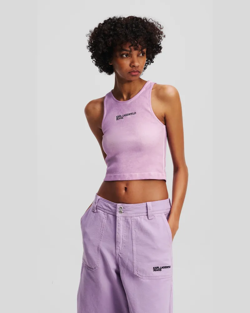 Karl Lagerfeld Geripptes Tanktop Mit Waschung, Damen, Lavendula, Größe Lavendula