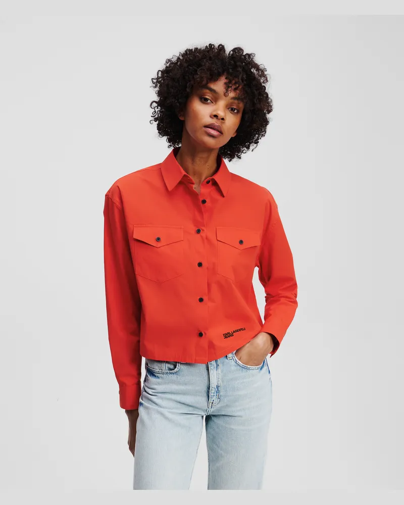 Karl Lagerfeld Shirt Mit Logo, Frau, Poinciana, Größe Poinciana
