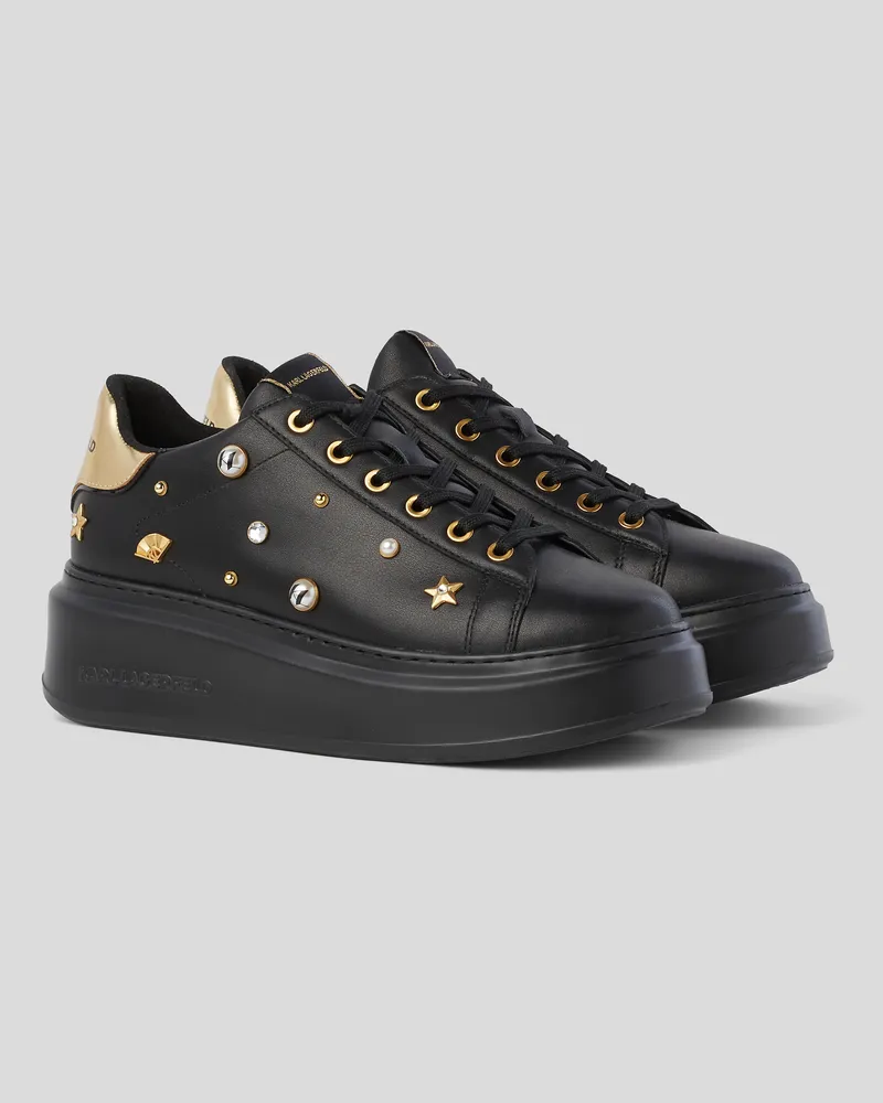 Karl Lagerfeld Anakapri karl-sneaker mit Anhängern, Frau, Schwarz/gold Schwarz