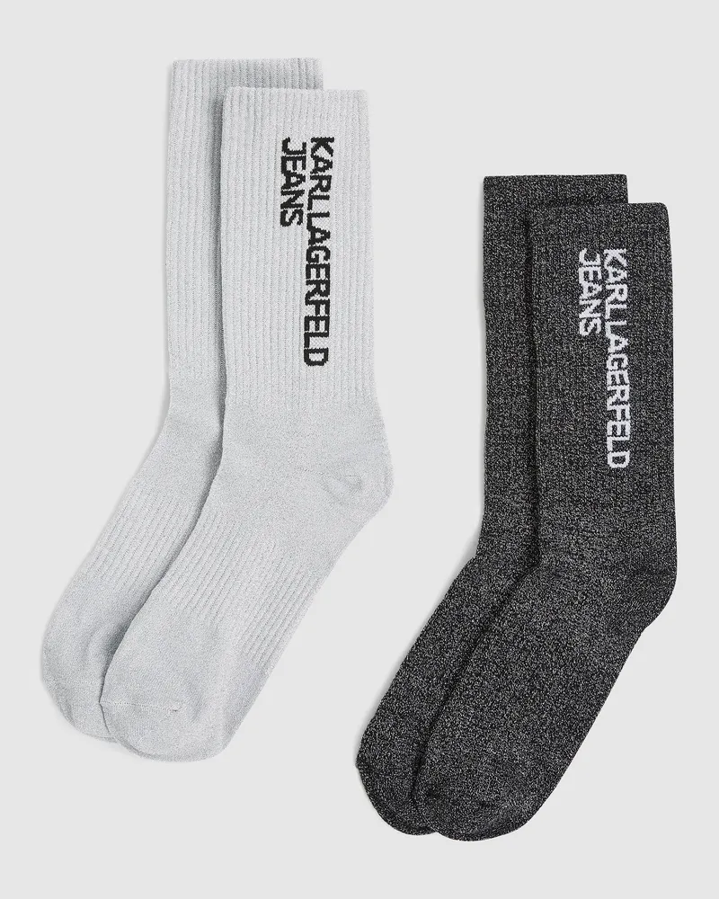 Karl Lagerfeld Socken In Metallic-optic – 2er-set, Damen, Silber Rotguss, Größe Silber