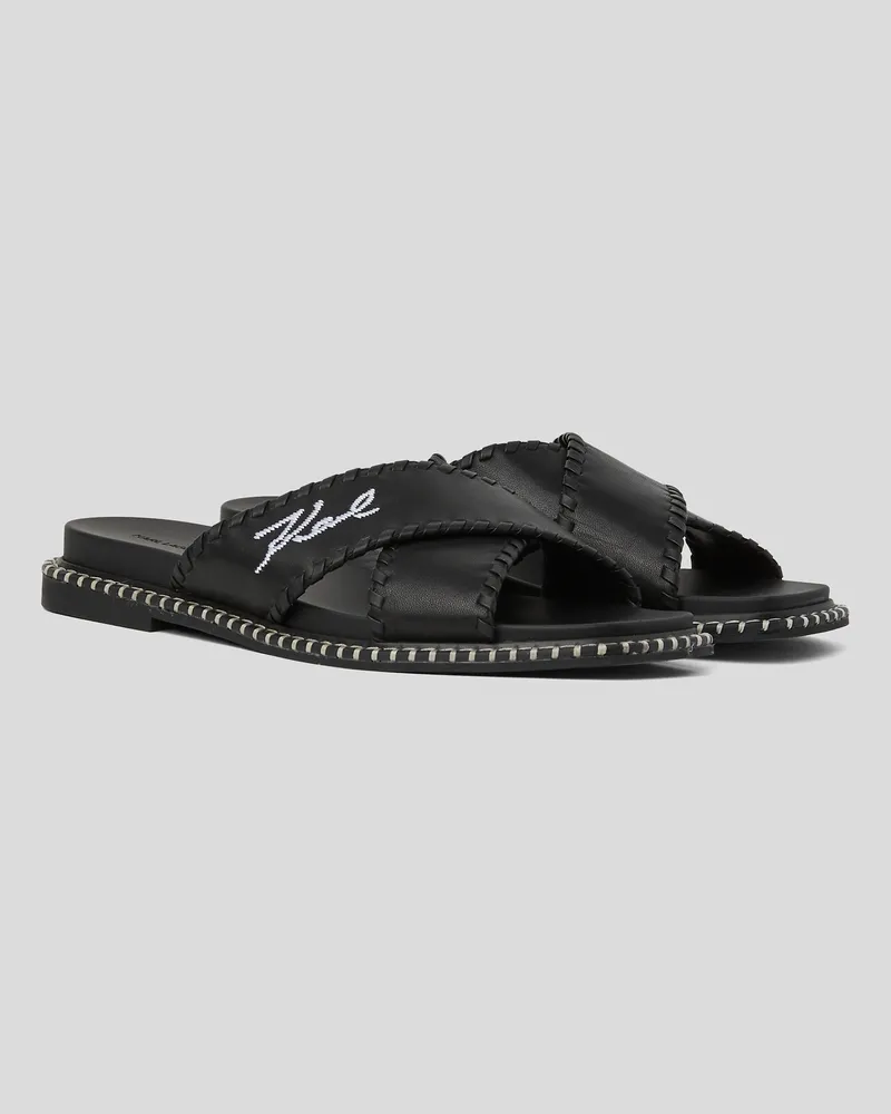 Karl Lagerfeld Signature Kleo Naht-slippers, Frau, Schwarz, Größe Schwarz