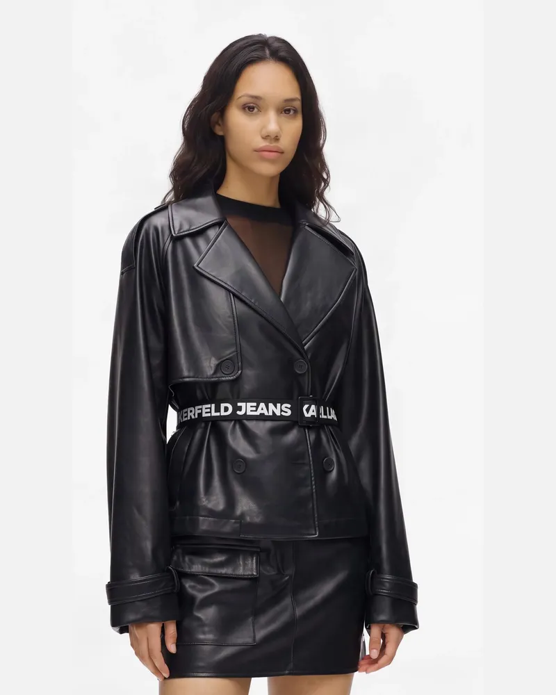 Karl Lagerfeld Trenchjacke Aus Kunstleder, Female, Schwarz, Size Black