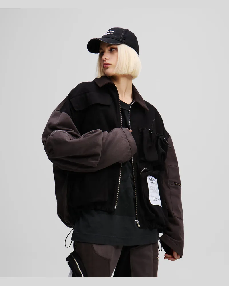 Karl Lagerfeld Klj x atelier reservé Utility-jacke, Frau, Schwarz, Größe Schwarz