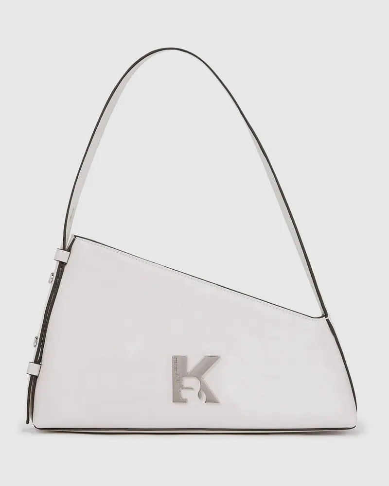 Karl Lagerfeld Geo Hochglänzende Schultertasche, Damen, Off White, Größe Off