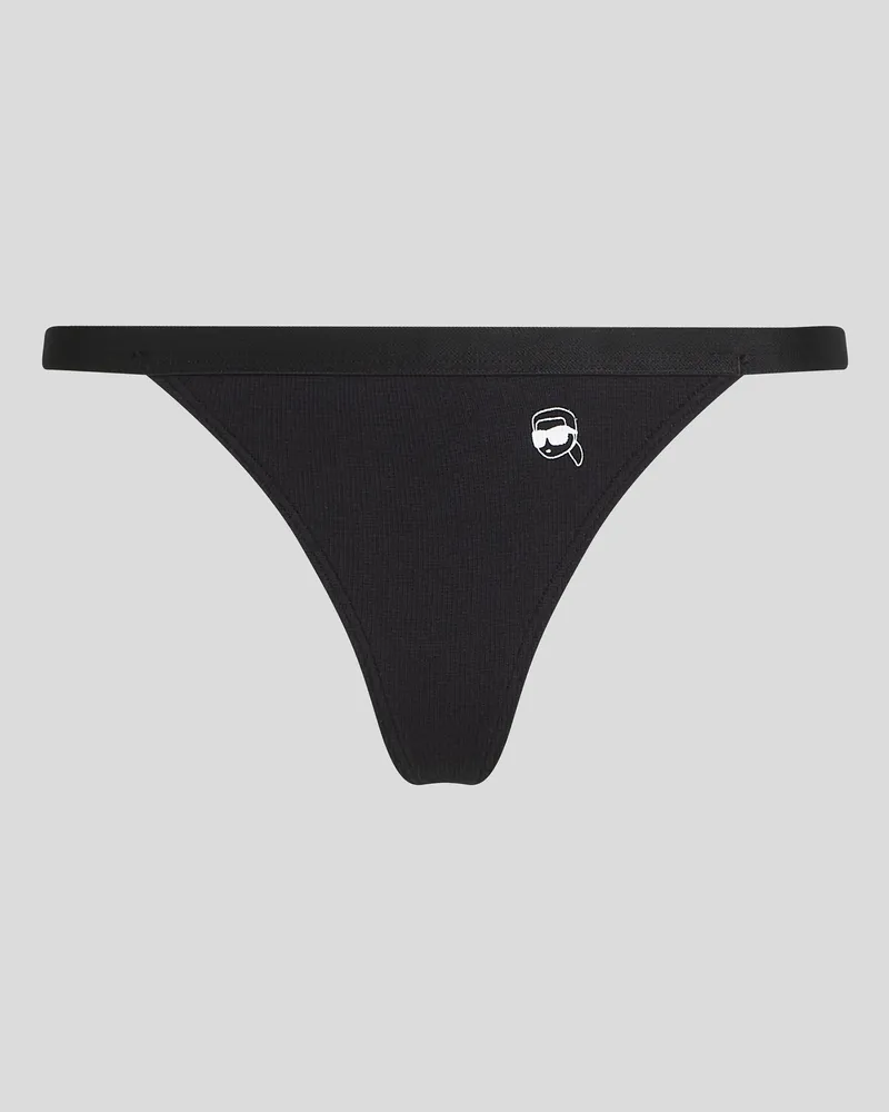Karl Lagerfeld Ikon Gerippter Tanga, Frau, Schwarz, Größe Schwarz