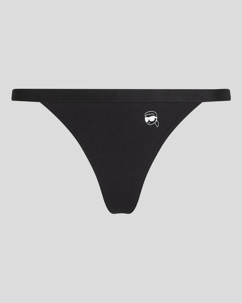 Karl Lagerfeld Ikon Gerippter Tanga, Damen, Schwarz, Größe Schwarz