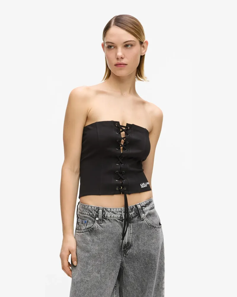 Karl Lagerfeld Korsett-top Zum Schnüren, Damen, Schwarz, Größe Schwarz