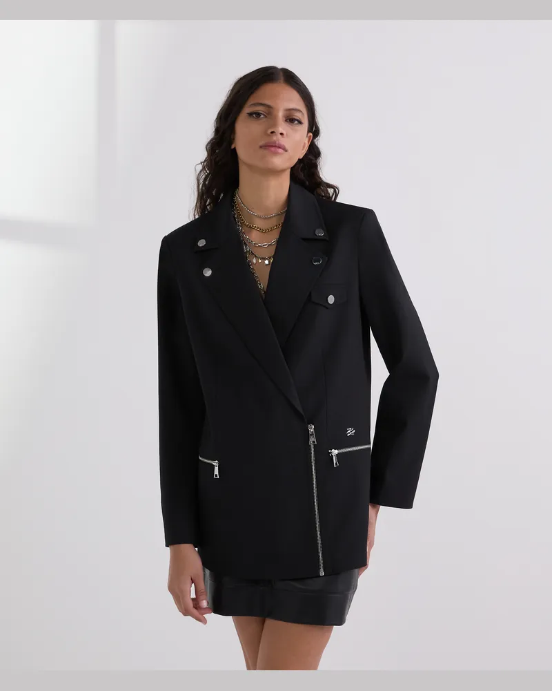Karl Lagerfeld Bikerblazer, Frau, Schwarz, Größe Schwarz