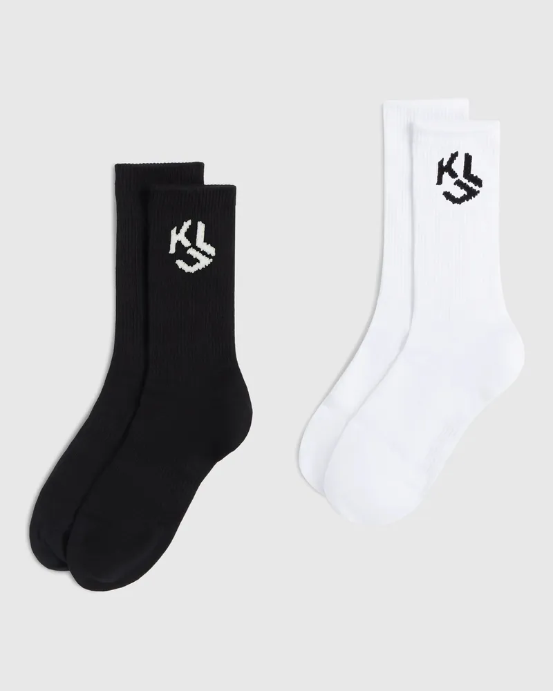 Karl Lagerfeld Mittellange Socken Mit Monogramm – 2er-set, Herren, Weiss/schwarz, Größe Weiss