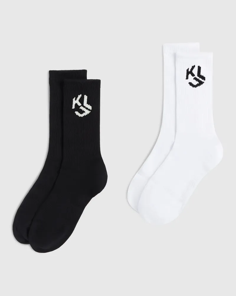 Karl Lagerfeld Mittellange Socken Mit Monogramm – 2er-set, Herren, Weiss/schwarz, Größe Weiss
