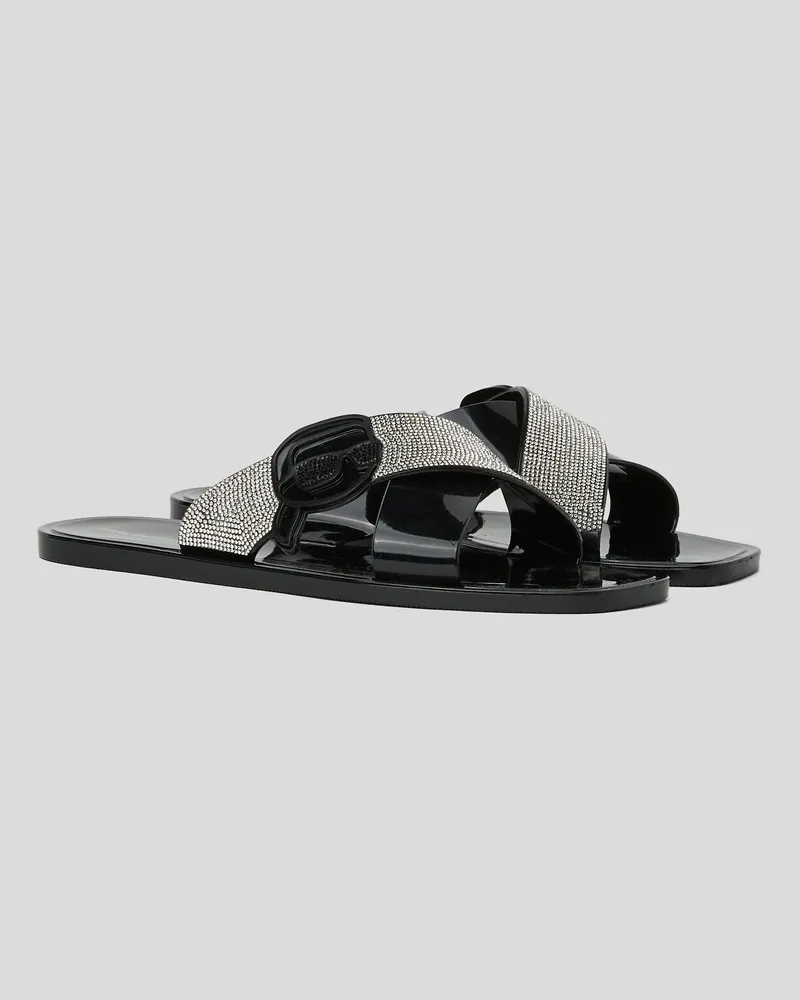Karl Lagerfeld Ikon Nft Jelly-strass-slippers, Frau, Schwarz/Silber, Größe Schwarz