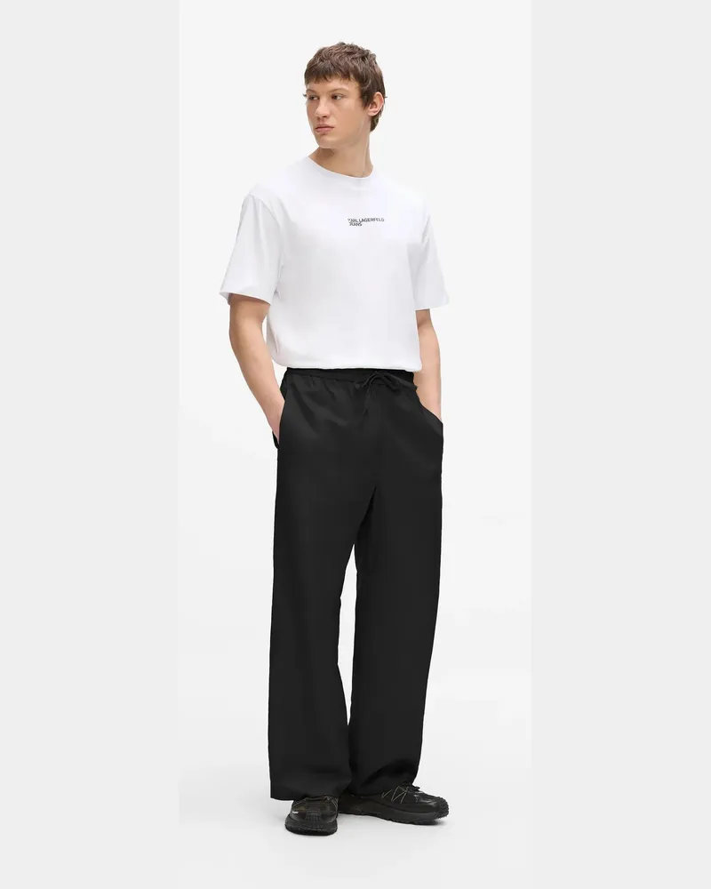 Karl Lagerfeld Hose Aus Leinenmischgewebe, Herren, Schwarz, Größe Schwarz