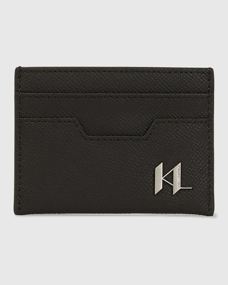 Karl Lagerfeld Kartenetui Aus Leder Mit K/monogram, Herren, Schwarz, Größe Schwarz