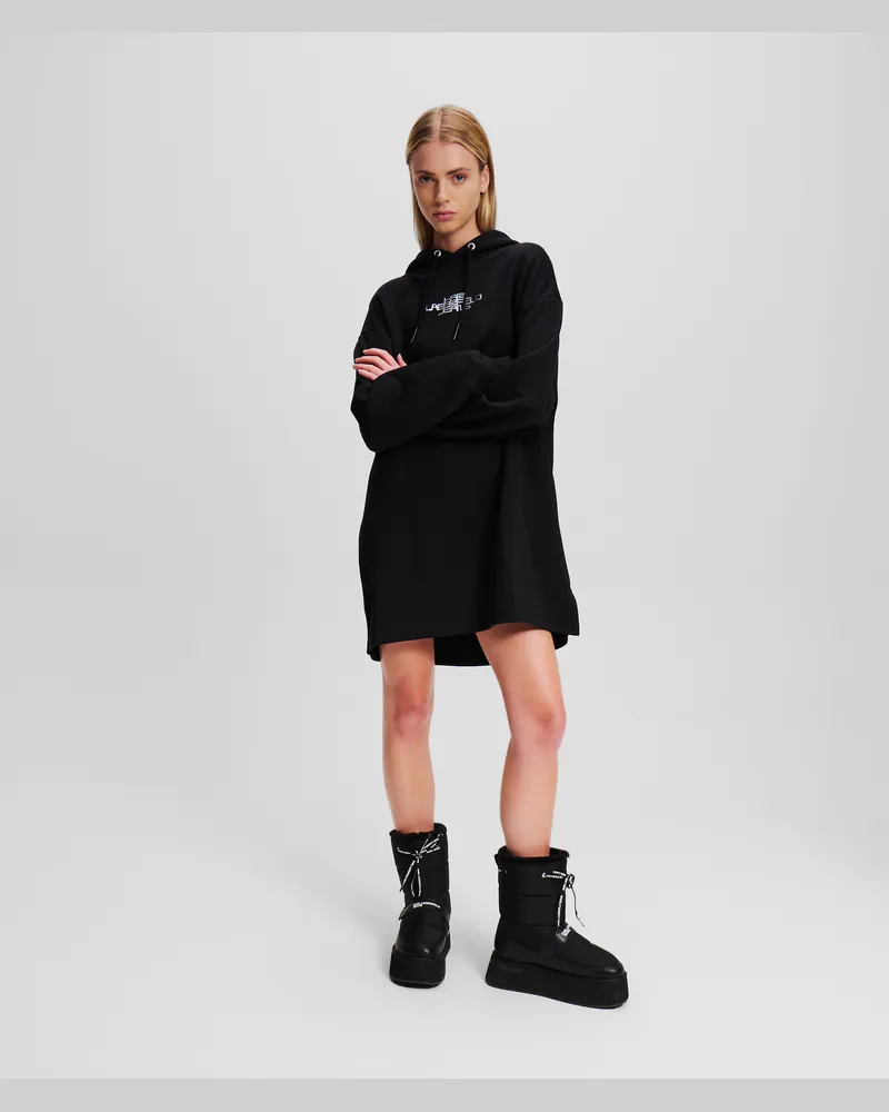 Karl Lagerfeld Sweatkleid Mit Kapuze, Frau, Schwarz, Größe Schwarz