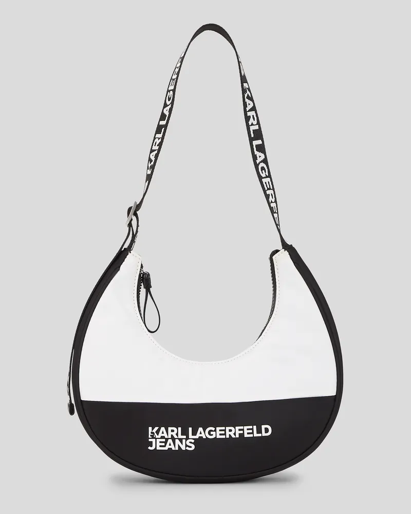 Karl Lagerfeld Halbmond-schultertasche Aus Nylon, Frau, Weiss/Schwarz, Größe Weiss