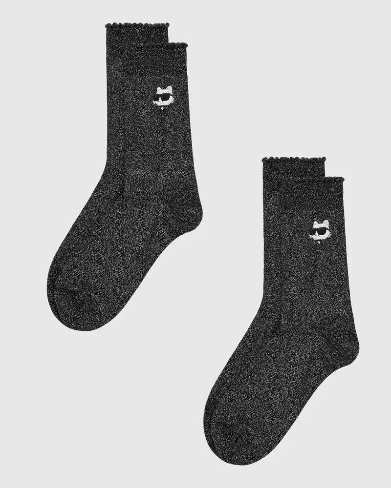 Karl Lagerfeld Ikon-aufnäher-socken – 2er-pack, Female, Schwarz, Size Black