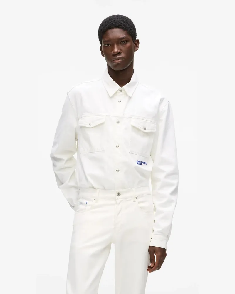 Karl Lagerfeld Jeans-overshirt Mit Grafischem Karl-print, Herren, Weiss, Größe: Xs Weiss