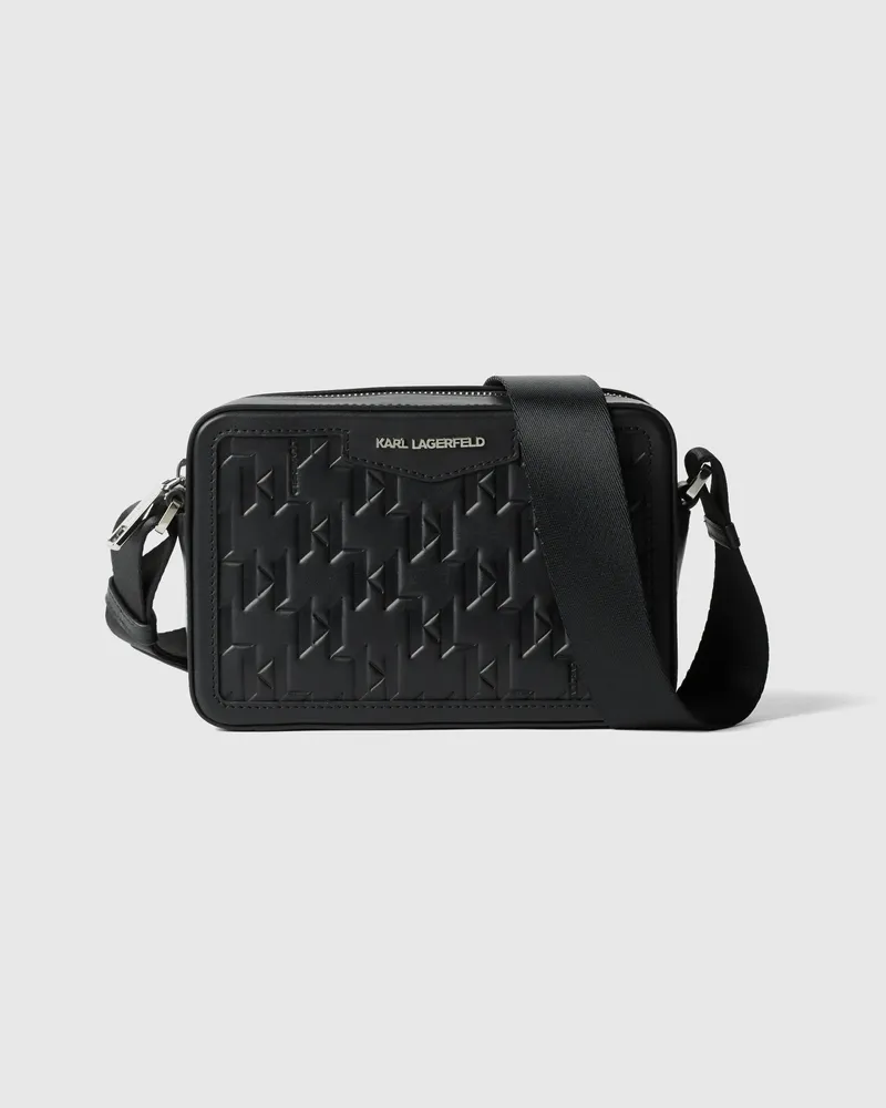 Karl Lagerfeld K/loom Kameratasche Aus Leder, Herren, Schwarz, Größe Schwarz
