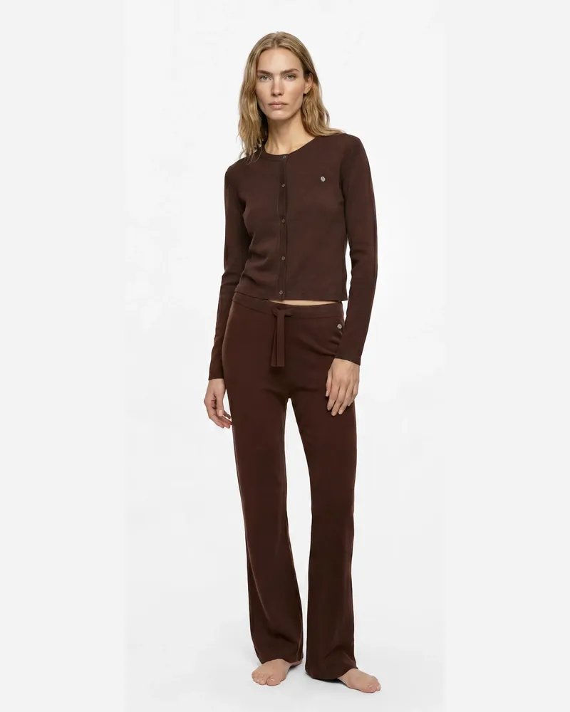 Karl Lagerfeld Loungewear-hosen Aus Autograph-kaschmirmischung, Damen, Schokoladentorte, Größe Schokoladentorte