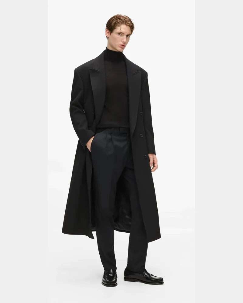 Karl Lagerfeld Kl Studio Langer Mantel Aus Wolle, Herren, Schwarz, Größe Schwarz