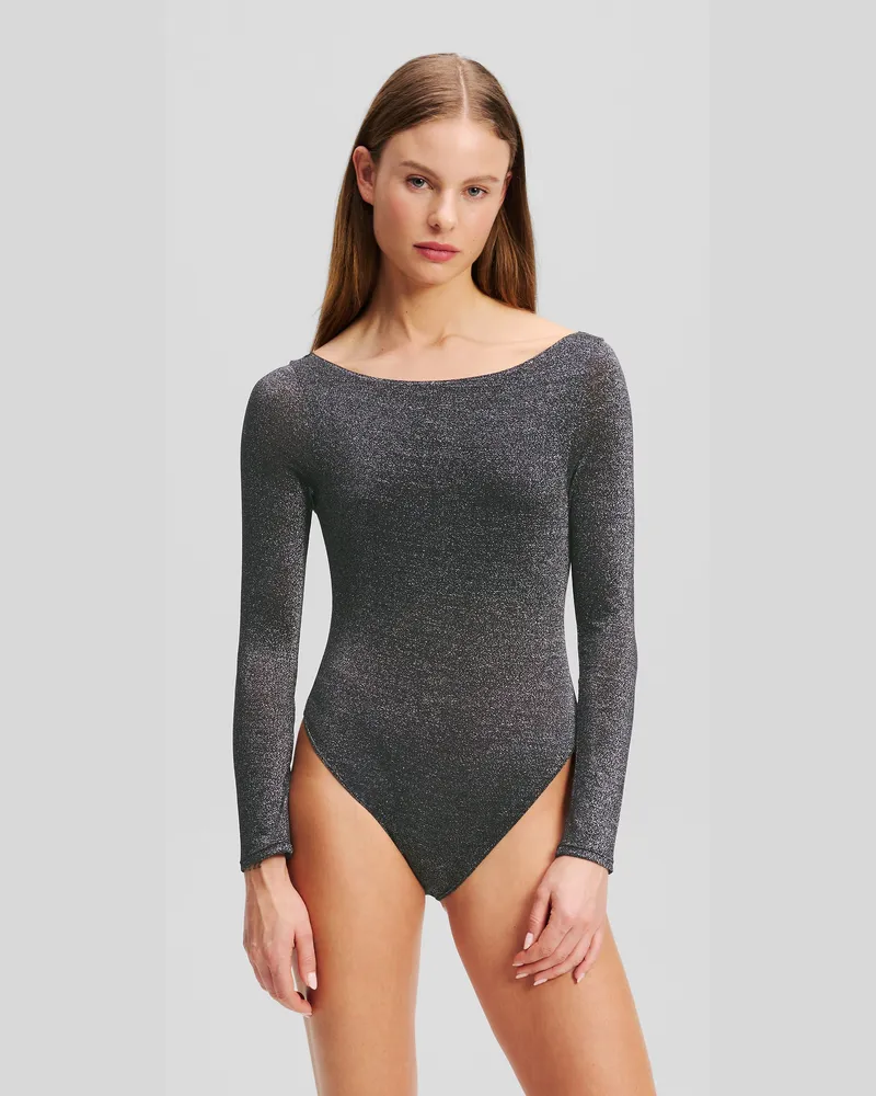 Karl Lagerfeld Langärmeliger Body Mit Tanga, Damen, Schwarz, Größe Schwarz