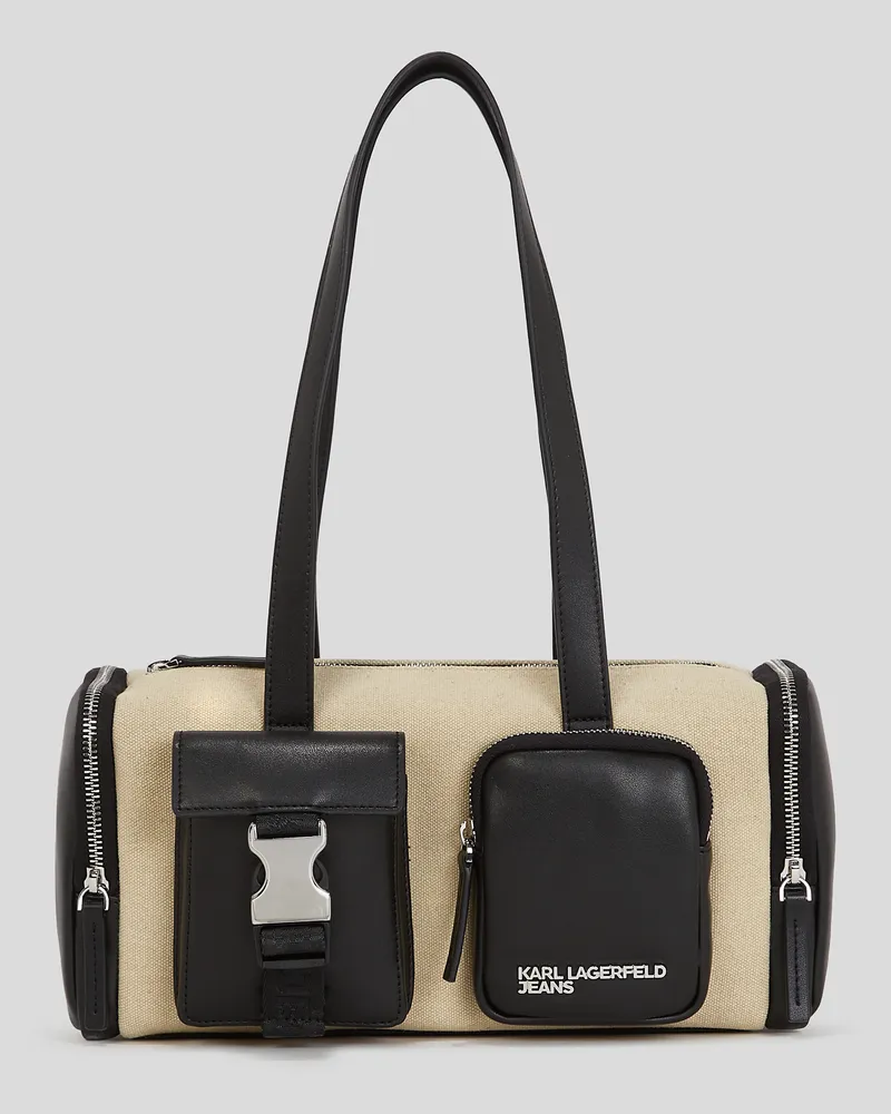 Karl Lagerfeld Schultertasche Aus Canvas Im Utility-stil, Frau, Beige/Schwarz, Größe Beige
