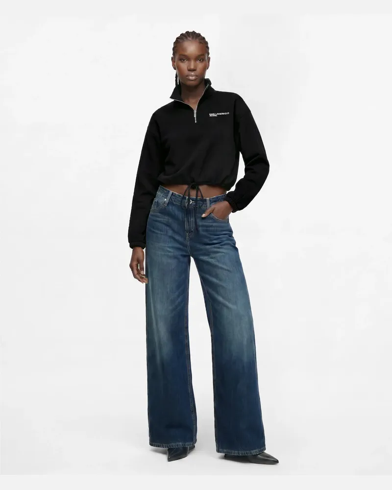 Karl Lagerfeld Gewaschene Tiefsitzende Jeans Mit Weitem Bein, Damen, Getöntes Visual Washed Blue, Größe Getöntes