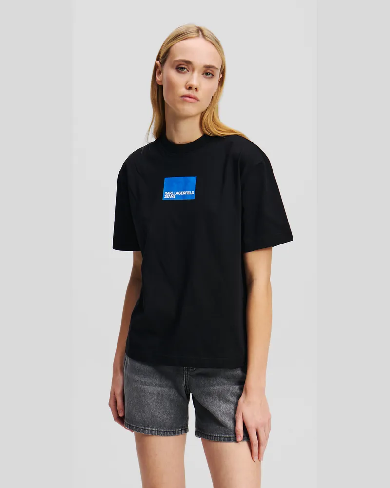 Karl Lagerfeld T-shirt Mit Klj-box-logo, Frau, Schwarz, Größe Schwarz