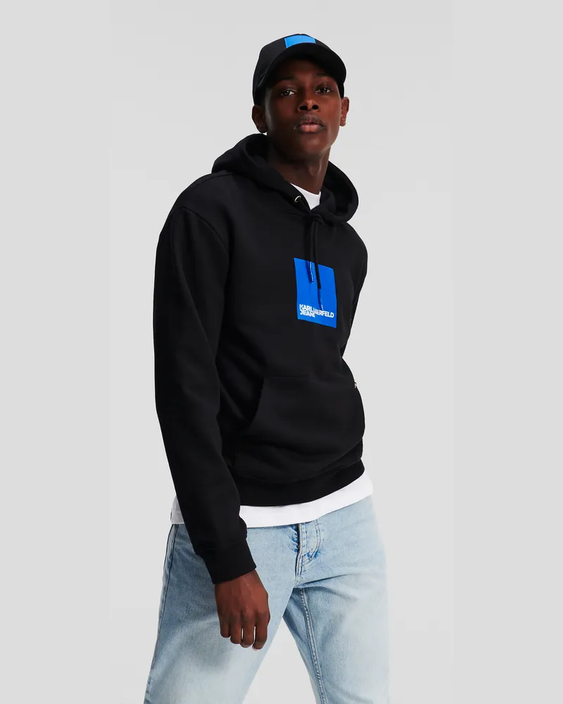 Karl Lagerfeld Klj kapuzenpullover Mit Box-logo, Mann, Schwarz, Größe Schwarz