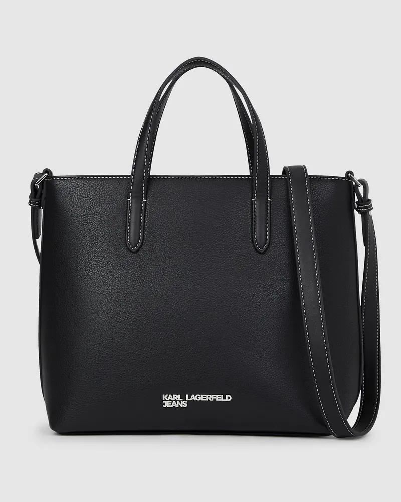 Karl Lagerfeld Mini Tote Bag Mit Logo Aus Metall, Damen, Schwarz, Größe Schwarz