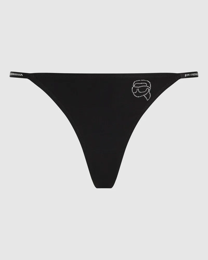 Karl Lagerfeld Ikon Tanga Mit Strass, Damen, Schwarz, Größe Schwarz