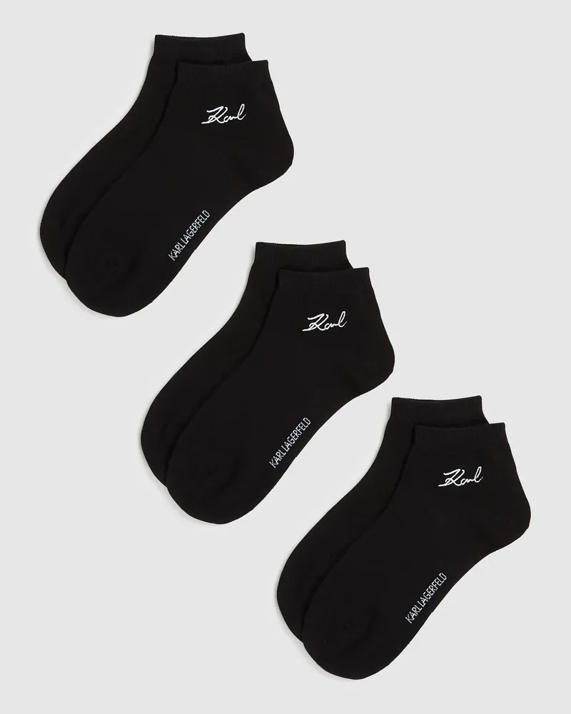 Karl Lagerfeld Signature- Kurze Socken – 3er-pack, Damen, Schwarz, Größe Schwarz