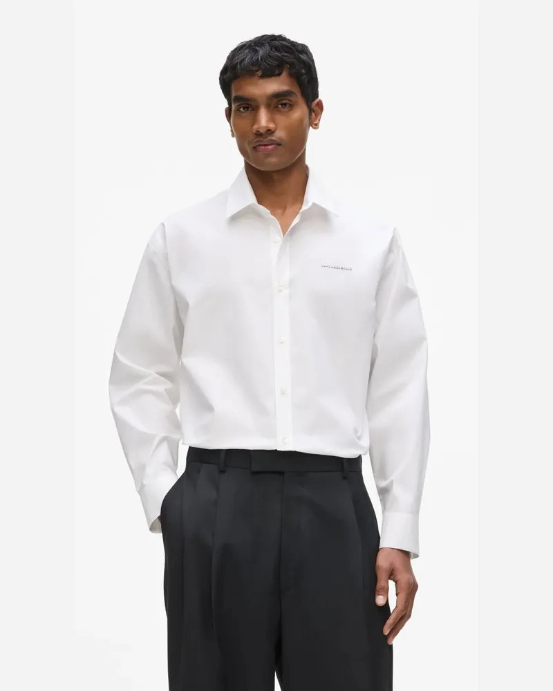 Karl Lagerfeld Hemd Mit Metallic-logo, Herren, Weiss, Größe Weiss